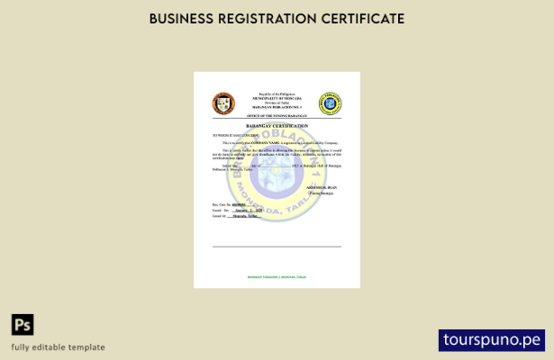 listo para imprimir Certificación de registro de Barangay de Filipinas Plantilla